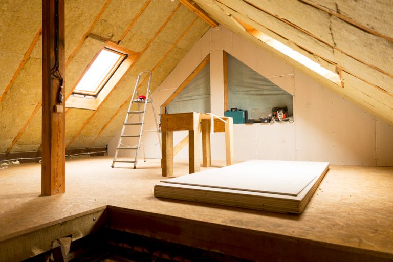 Insulated attic under construction
