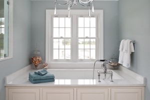 Windows above bathtub