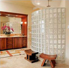 Glass block shower