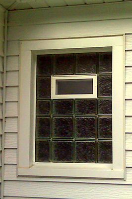 first floor bathroom glass block window