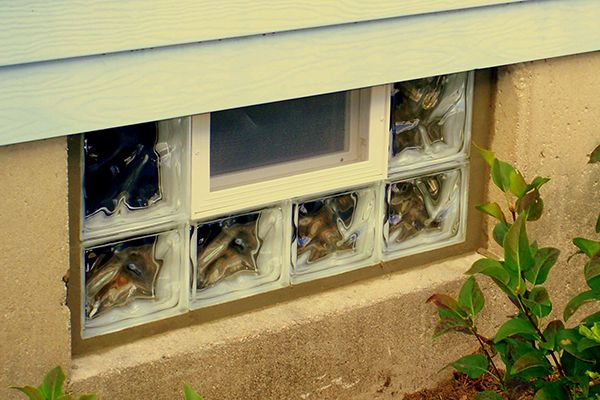 glass block basement window with vent