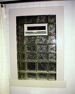 glass block bathroom window close-up