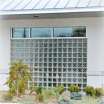 custom glass block window wall on side of building