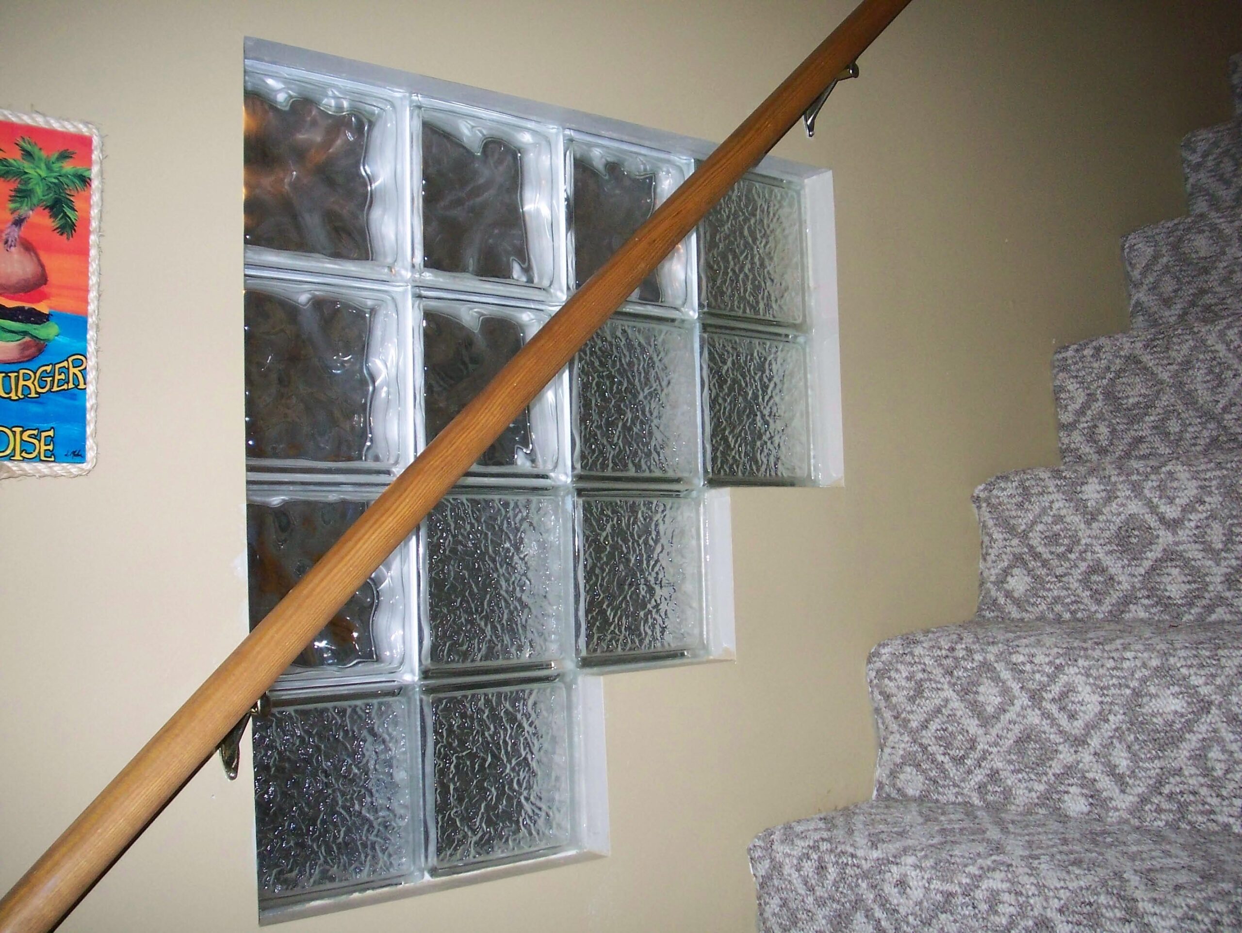 glass block window on stairwell